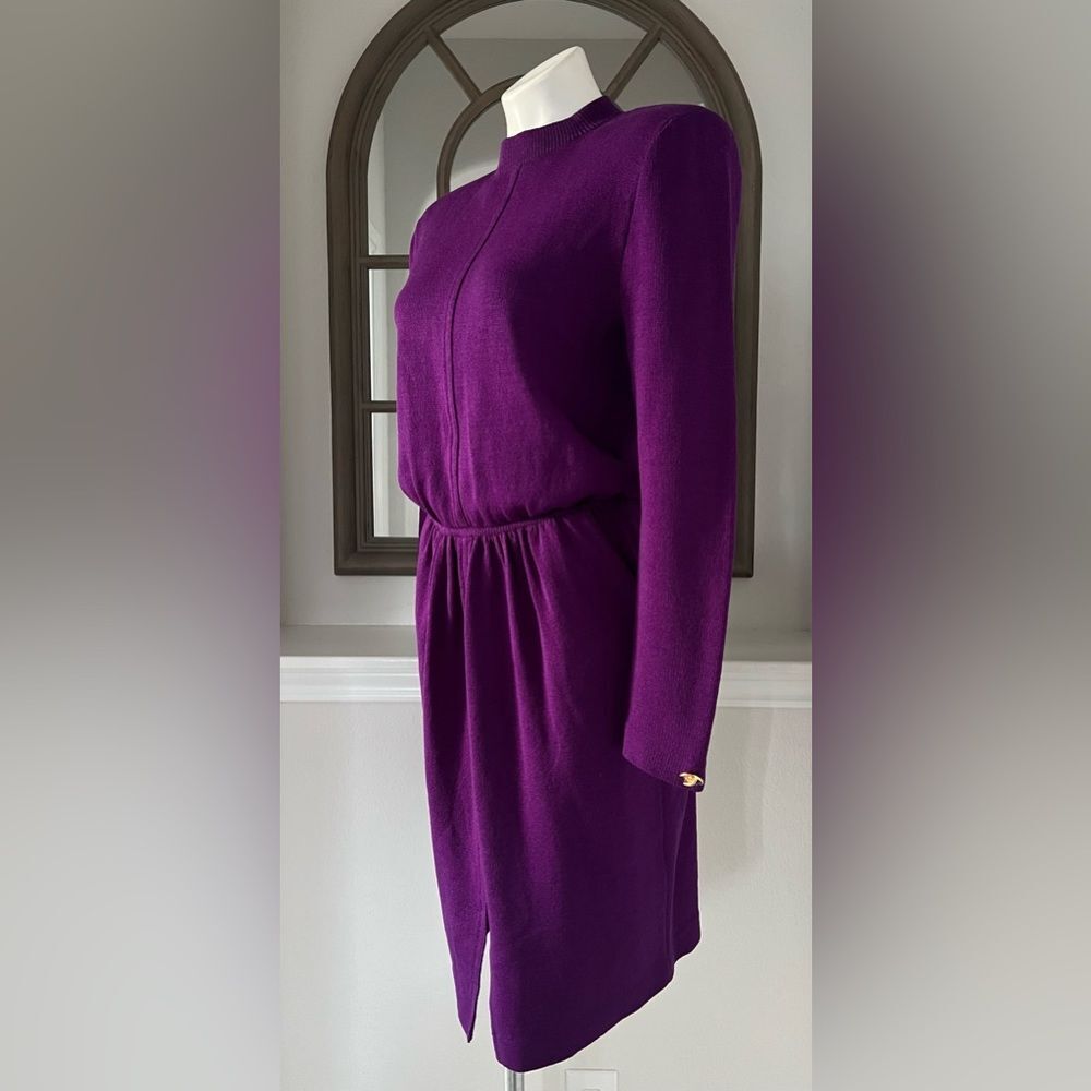 ST. JOHN Couture Purple Sweater Dress, New, Size 8 - Picture 4 of 14